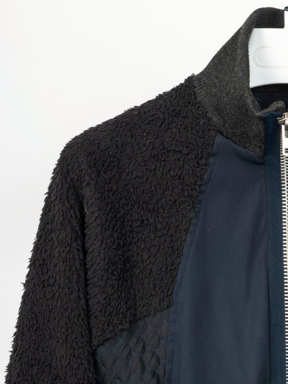 Y-3 AW14 Runway Navy & Black Mixed-Media Bomber Jacket - Picture 5 of 13
